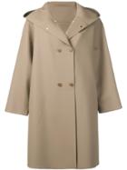 Max Mara Hooded Double-breasted Coat - Brown