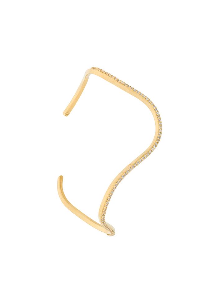 Maha Lozi Waved Encrusted Bracelet - Metallic