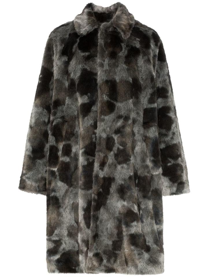 Balenciaga Faux Fur Opera Car Coat - Grey