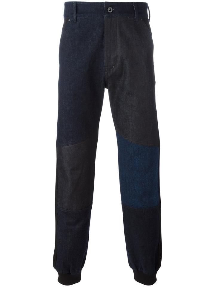 Diesel Black Gold - Patchwork Gathered Ankle Trousers - Men - Cotton - M, Blue, Cotton