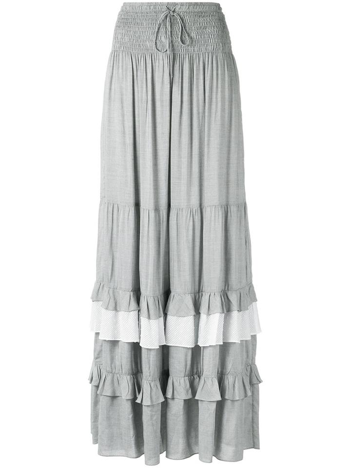 Pleated Maxi Skirt - Women - Viscose - 38, Grey, Viscose, Lilly Sarti