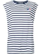 Être Cécile Striped Embroidered Dog Tank Top - Blue
