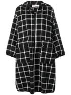 Red Valentino Hooded Check Coat - Black