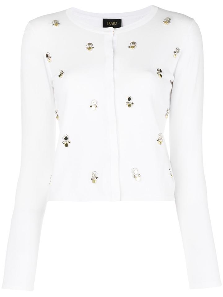 Liu Jo Embellished Slim Fit Cardigan - White