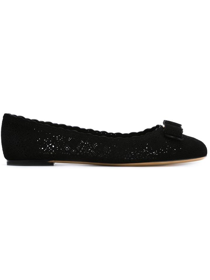 Salvatore Ferragamo Varina Ballerinas, Women's, Size: 5.5, Black, Suede/leather