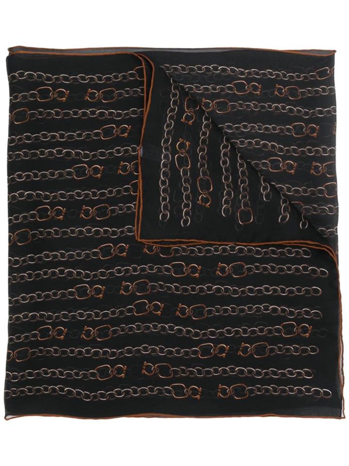 Salvatore Ferragamo Chain Print Scarf - Black