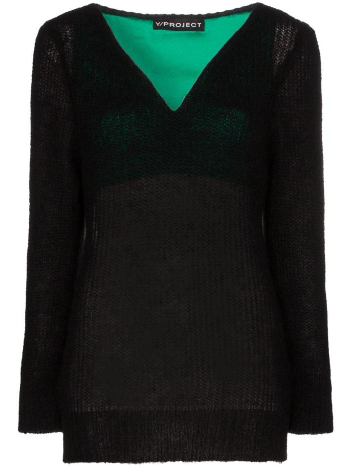 Y / Project V-neck Knitted Jumper - Black