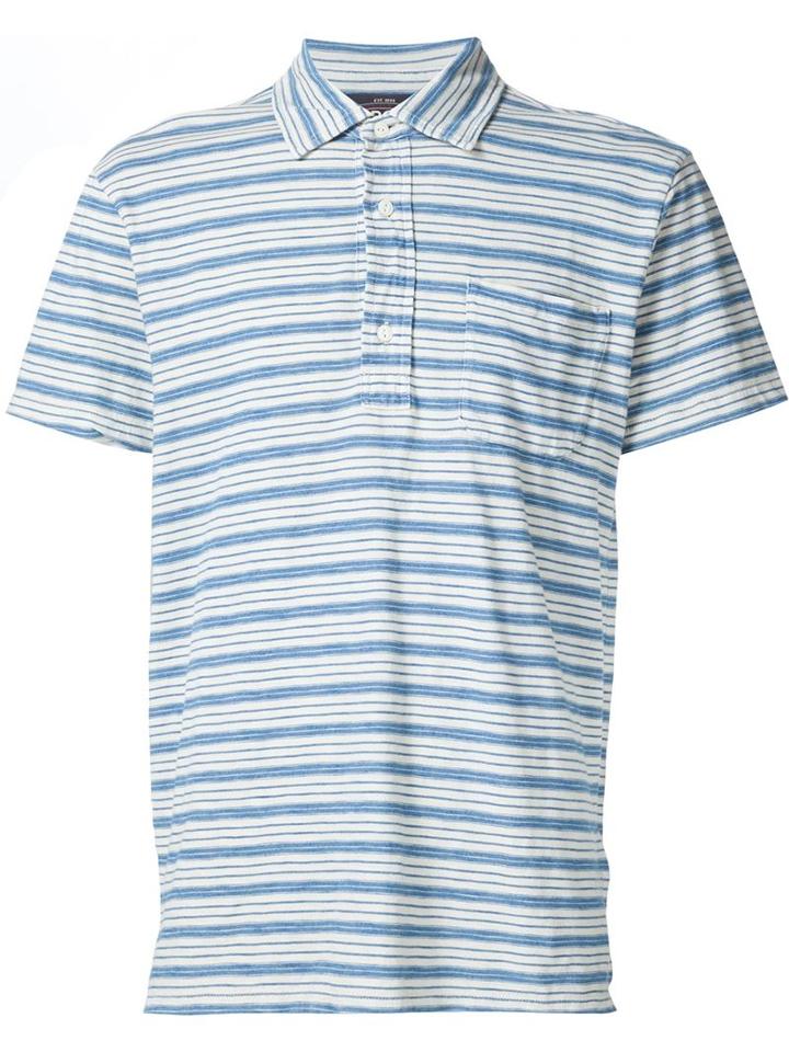 Rrl Striped Polo Shirt, Men's, Size: Xl, White, Cotton