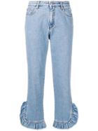 Msgm Ruffle Trim Jeans - Blue