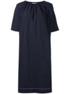 Hache Gathered Neck Dress, Women's, Size: 40, Blue, Cotton/spandex/elastane
