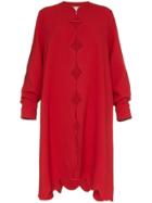 Valentino Scallop Trim Oversize Wool Coat - Red