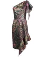 Josie Natori One Shoulder Jacquard Dress - Black