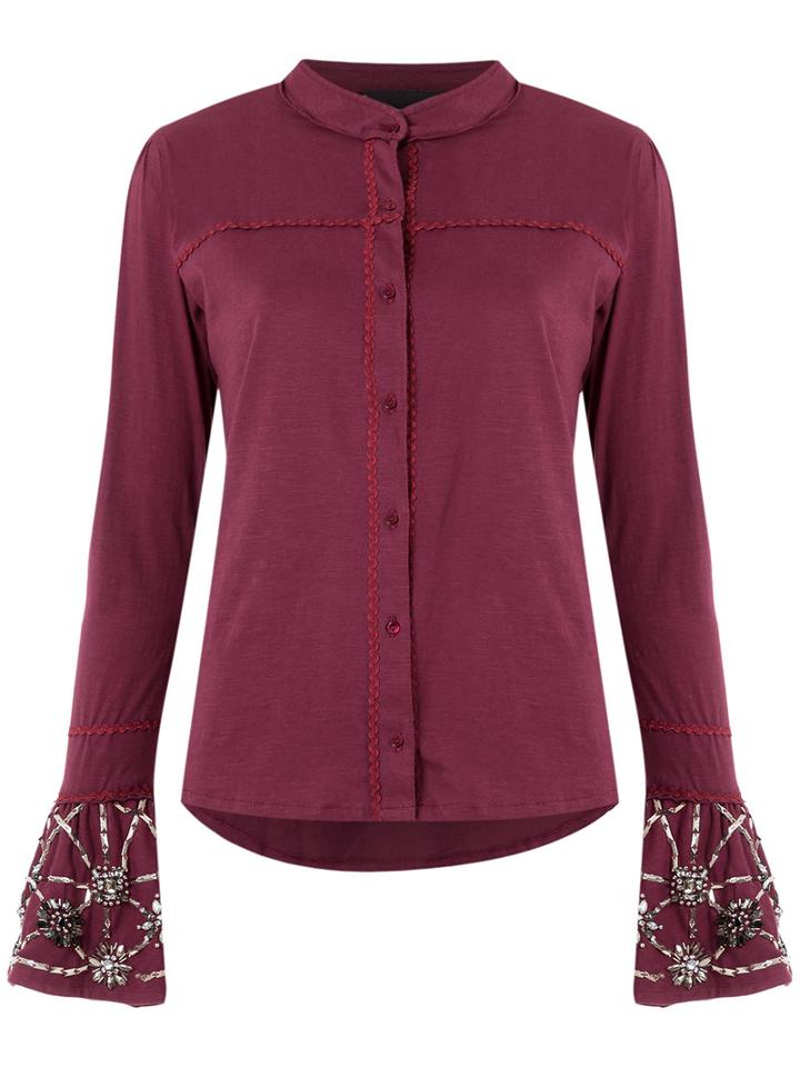 Andrea Bogosian - Embroidered Shirt - Women - Cotton - G, Red, Cotton
