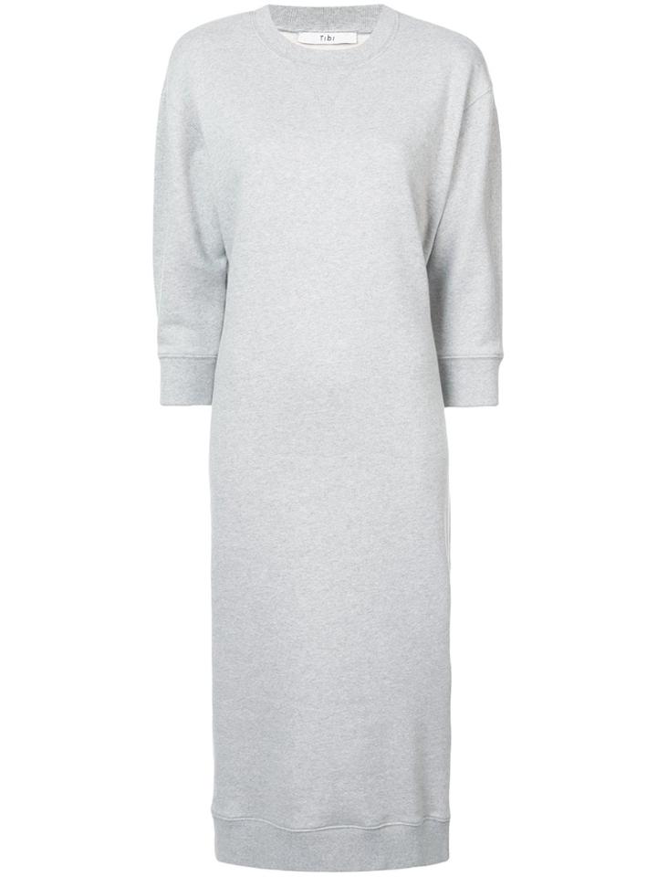 Tibi Open Back Sweatshirt Midi Dress - Grey