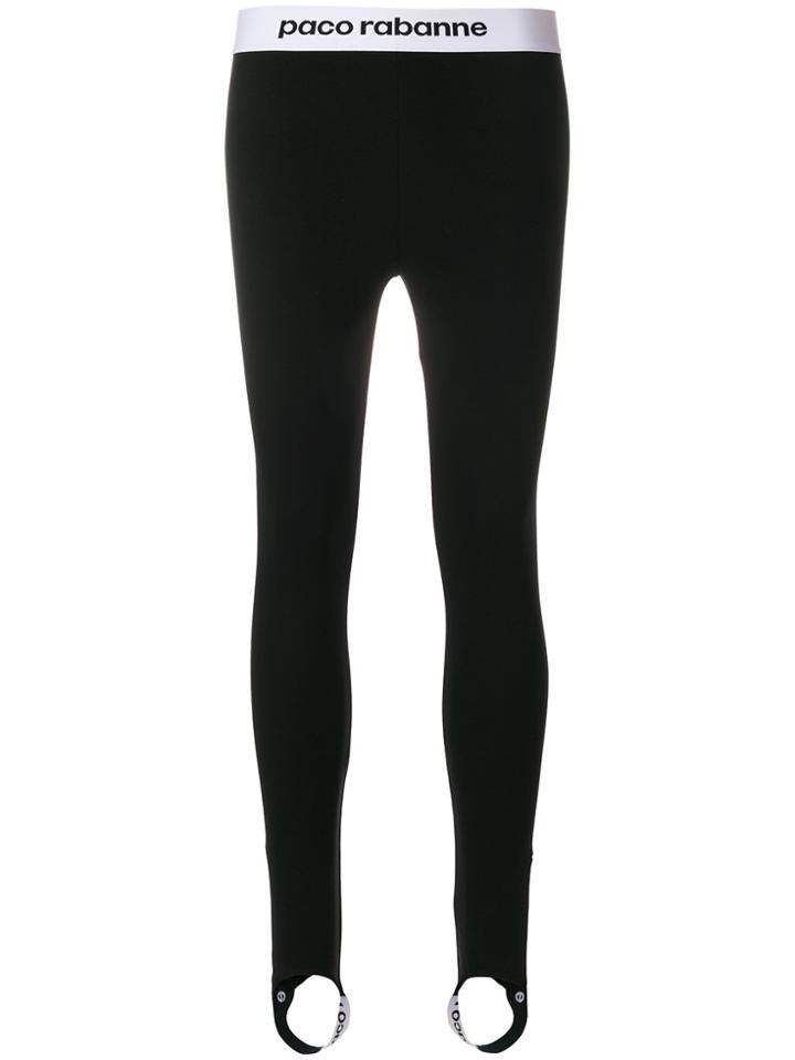 Paco Rabanne Logo Print Leggings - Black