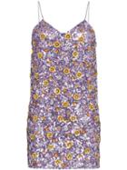 Ashish Floral Sequin Mini Dress - Purple