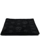 Alexander Mcqueen Skull Embroidered Beach Towel - Black