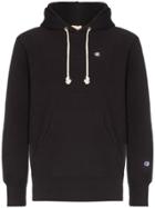Champion Logo Embroidered Cotton Hoodie - Black
