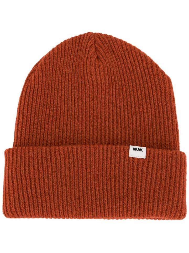 Wood Wood Mande Ribbed-knit Beanie - Orange