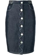 Emporio Armani Five Pocket Design Denim Skirt - Blue