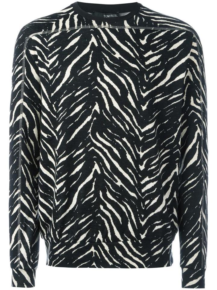 Tom Rebl 'zebra' Slim-fit Sweatshirt, Men's, Size: Large, Black, Acrylic/cotton/polyamide/spandex/elastane