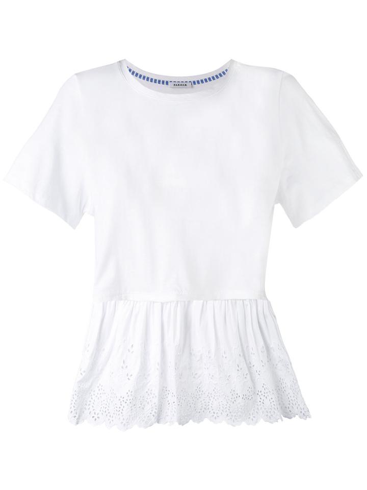 P.a.r.o.s.h. - Broderie Anglaise-trimmed T-shirt - Women - Cotton - S, White, Cotton