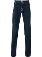 Jacob Cohen Contrast Stitching Slim Fit Jeans, Men's, Size: 40, Blue, Cotton/polyester/spandex/elastane
