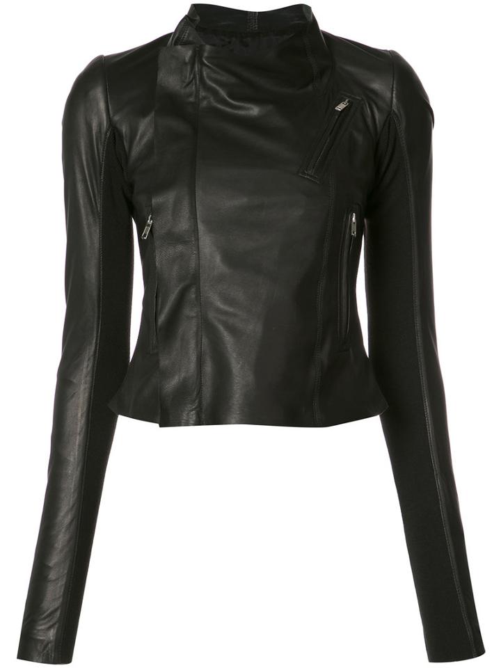 Rick Owens - Zip Fitted Jacket - Women - Lamb Skin/cupro/virgin Wool - 40, Black, Lamb Skin/cupro/virgin Wool