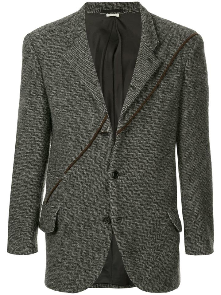 Comme Des Garçons Vintage Bias Herringbone Blazer - Grey