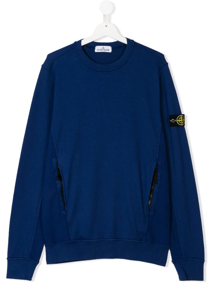 Stone Island Junior Crew Neck Sweatshirt - Blue