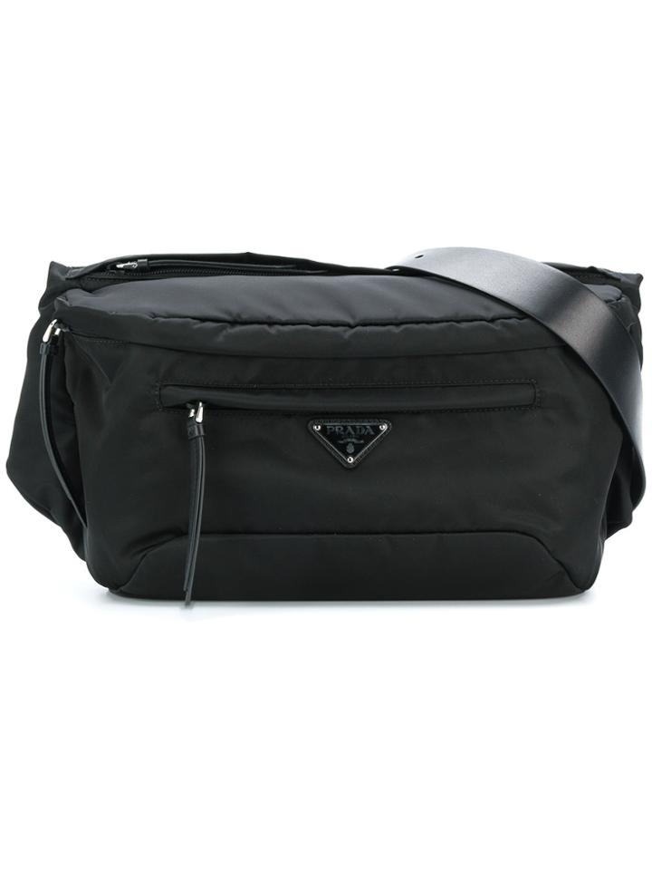 Prada Nylon Logo Plaque Waist Bag - Black