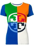 Tory Burch Logo Colour-block T-shirt - Blue