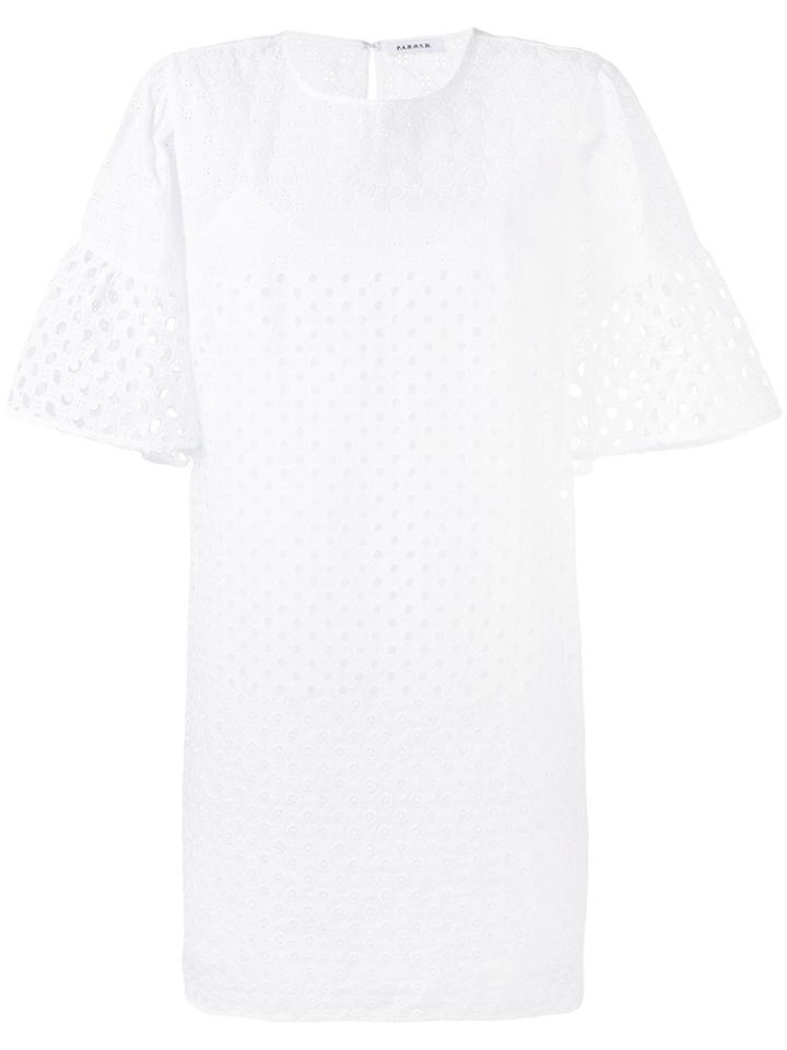 P.a.r.o.s.h. Perforated Wide Sleeve Dress - White