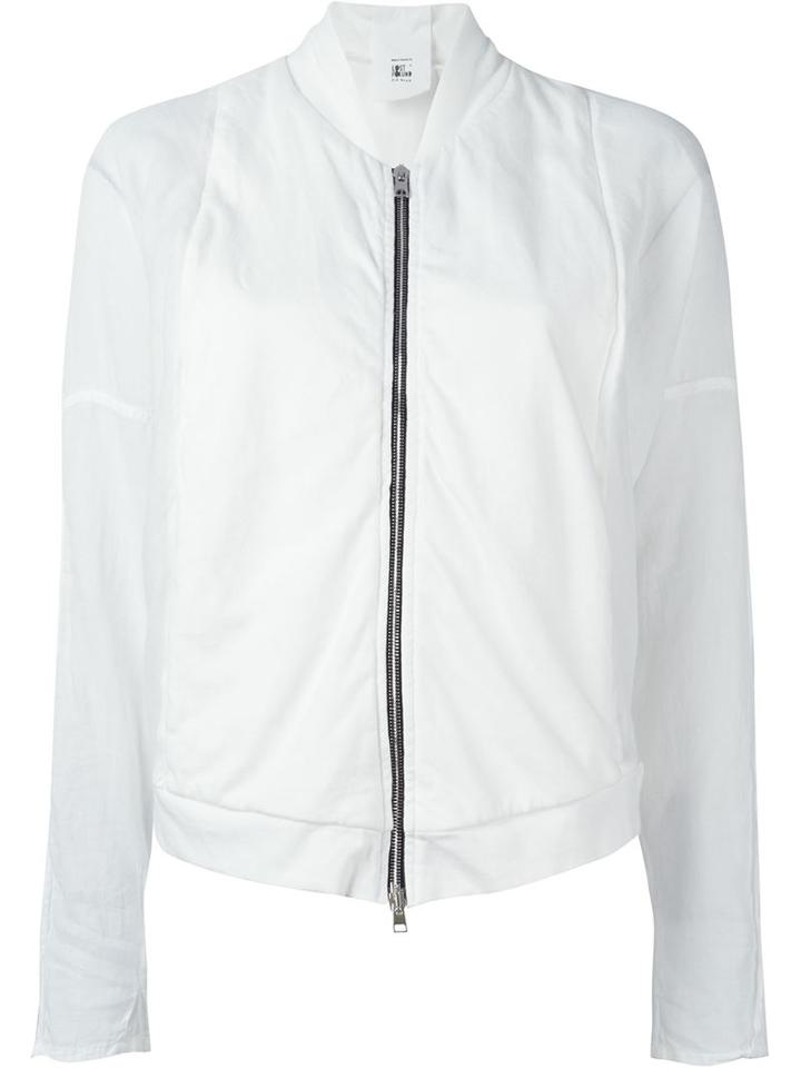 Lost & Found Rooms Sheer Sleeve Bomber Jacket, Women's, Size: Small, White, Cotton