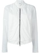 Lost & Found Rooms Sheer Sleeve Bomber Jacket, Women's, Size: Small, White, Cotton