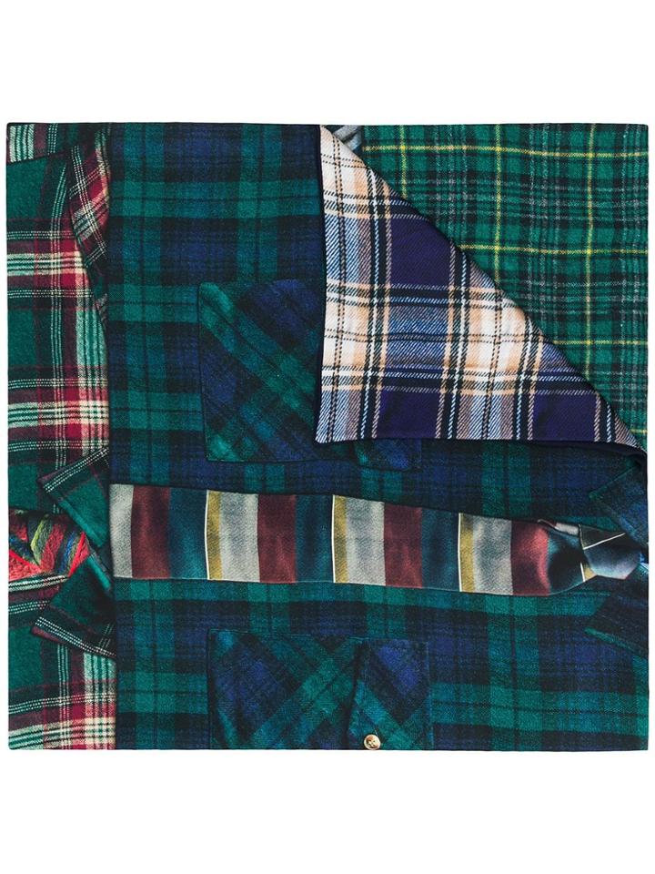 Pierre-louis Mascia Silk Contrast-check Scarf - Blue
