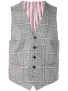 Thom Browne Windowpane Heavy Tweed Vest - Grey