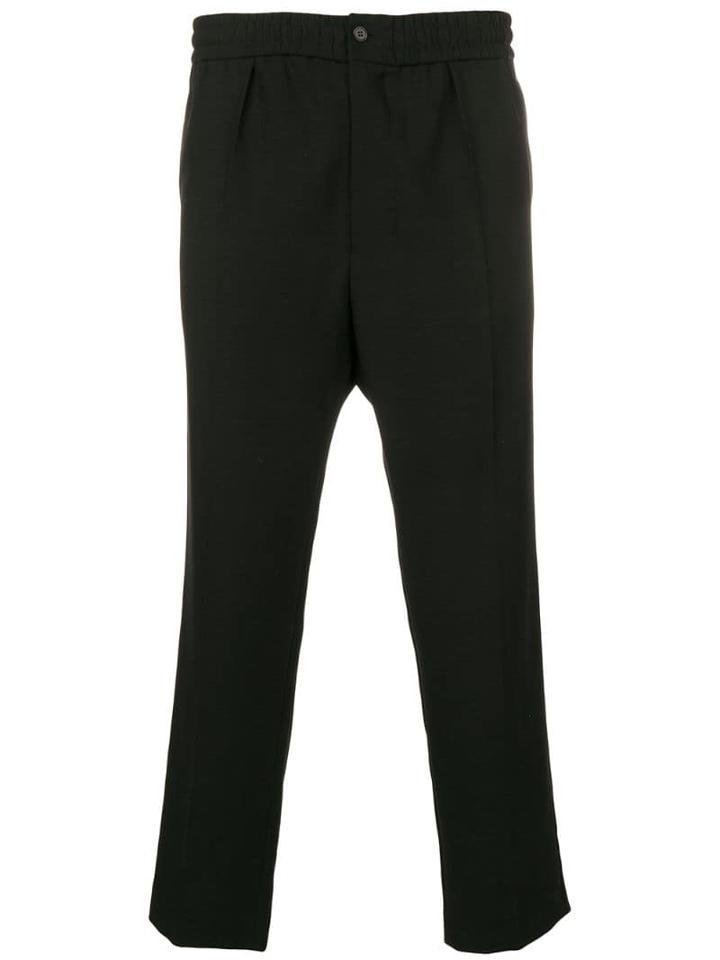 Ami Paris Elasticated Waist Cropped Fit Trousers - Black