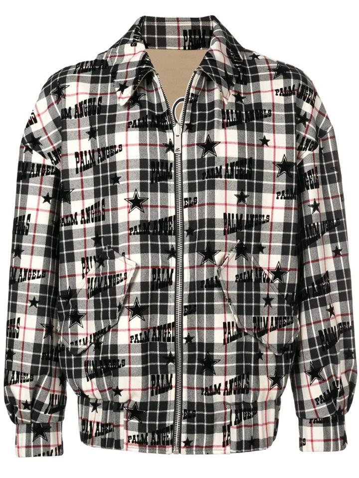 Palm Angels Logo Plaid Bomber Jacket - Black