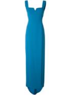 Versace Collection Open Back Slit Dress, Women's, Size: 40, Blue, Polyester