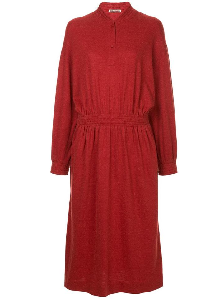 Issey Miyake Vintage Elasticated Waist Midi Dress - Red