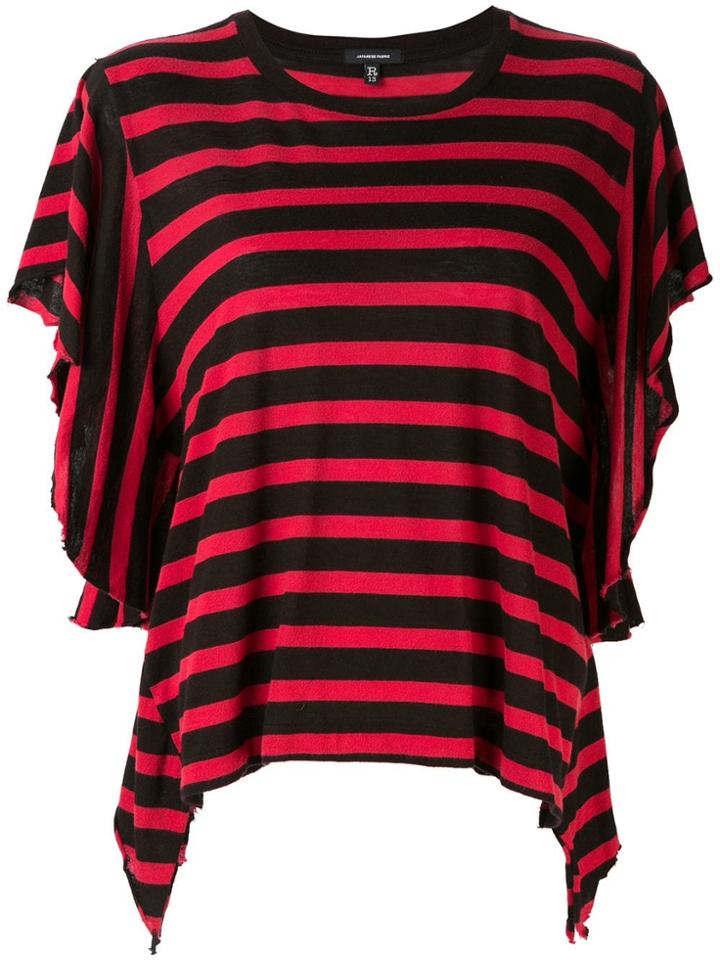 R13 Striped Flutter T-shirt - Red