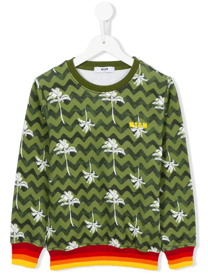 Msgm Kids Patterned Jumper, Boy's, Size: 8 Yrs, Green