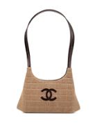 Chanel Pre-owned Chocolate Bar Quilt Shoulder Bag - White