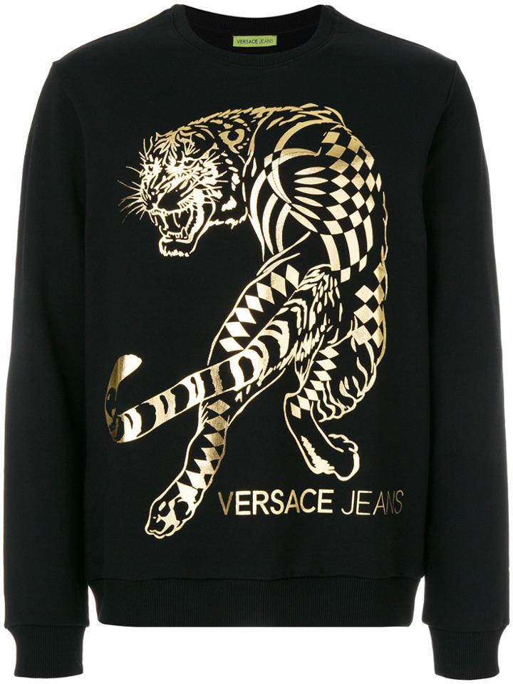 Versace Jeans Tiger Print Sweatshirt - Black