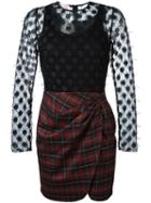 Giamba Plaid Mini Dress, Women's, Size: 40, Black, Cotton/polyester/spandex/elastane/virgin Wool