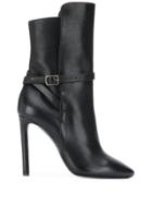 Saint Laurent High-heeled Pointed Ankle Boots - Black
