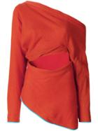 Richard Malone Drape Split Off Shoulder Top - Yellow & Orange
