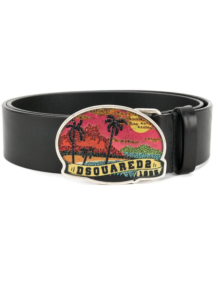 Dsquared2 Embellished Hawaii Buckle Belt - Black