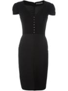 Alexander Mcqueen V-neck Dress, Women's, Size: 44, Black, Silk/cotton/polyamide/wool